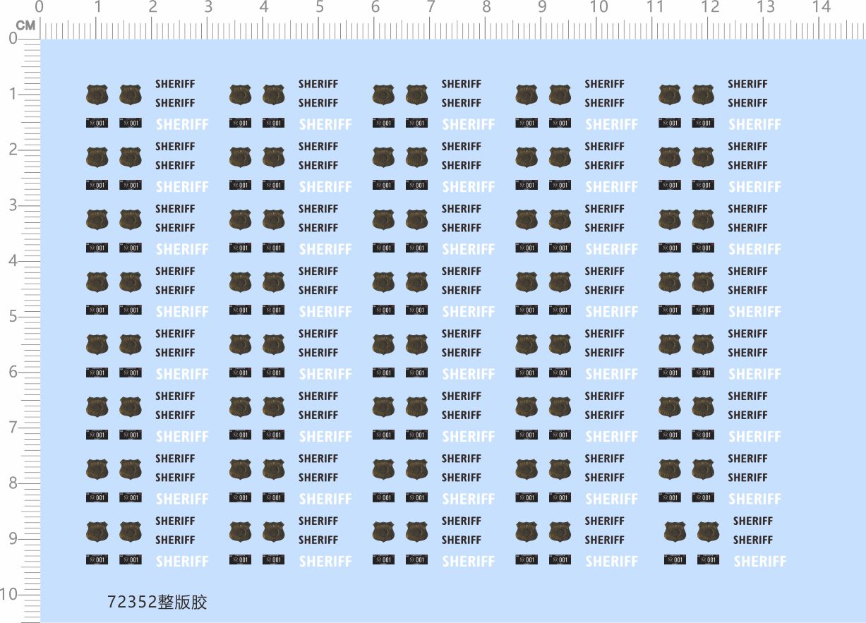 72352整版胶 警告章徽 SHERIFF 水贴纸 模型水贴娃娃人偶手办公仔