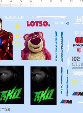 71535整版胶 C罗 W 草莓熊 车钥匙水贴 现货