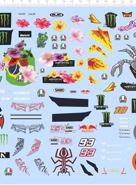 75729抓子爪蜘蛛花纹agu头盔比例模型水贴定制打印2310樱花蜘蛛