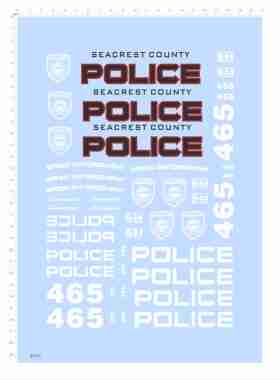 82187模型车水贴改比例1/10美国警车465儿童玩具车911路障2405