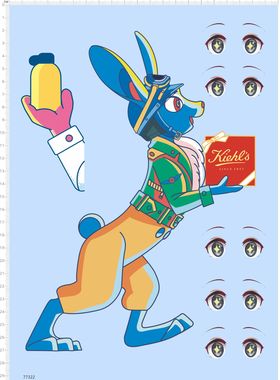 77322整版 蓝色兔子 手办模型眼睛星星定制打印2401水贴纸