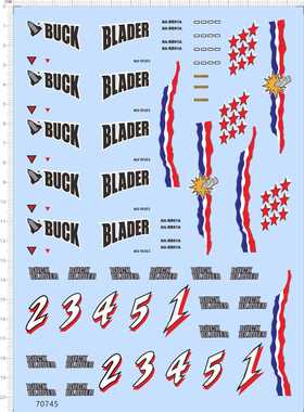70745整版胶buck blader 跳跃者 尾翼 四驱车水贴纸 定做订做Ａ5