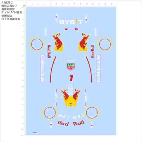 84265一级方程式赛车模型水贴红bull byb't ORACLE f1定做现货