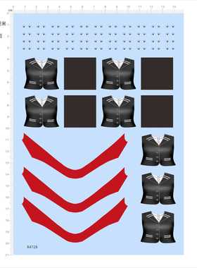 84728衣服眼睛黑色方块制服模型水贴可撕膜不干胶手办公仔现货