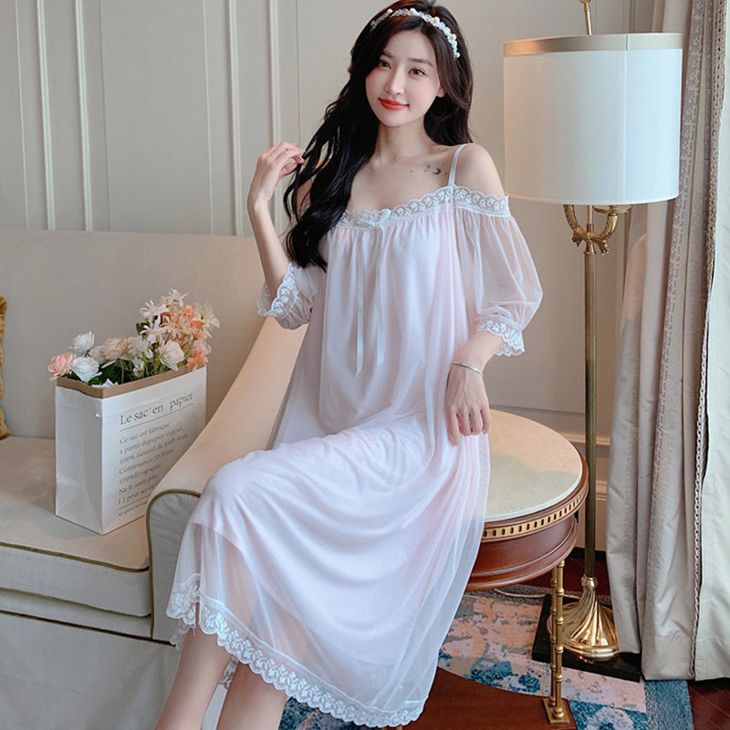 性感夏季新法式超仙宫廷仙女风吊带睡衣女网纱睡裙长袖家居服,女装/女士精品,真丝上装,淘宝优惠券,粉丝福利购,淘宝优惠卷