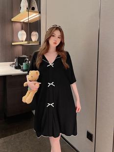 短袖 夏装 薄款 300斤特大码 V领过膝纯欲风可外穿宽松休闲泳衣女 新款