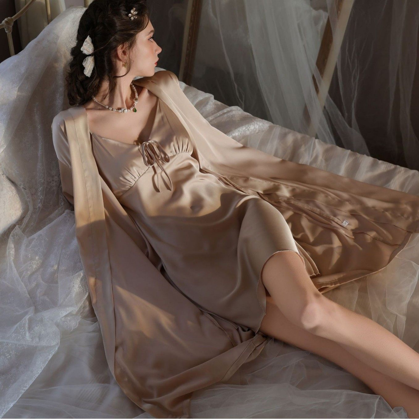 新款轻奢丝绸薄款性感纯欲睡裙睡袍两件套装女春夏季吊带冰丝睡衣,女装/女士精品,真丝上装,淘宝优惠券,粉丝福利购,淘宝优惠卷