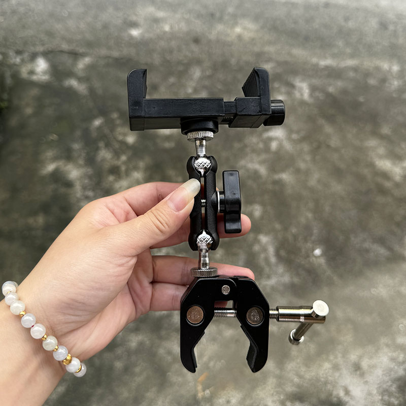 金属蟹夹骑行车把防震手机支架万向360×3相机支架骑行拍照录制用