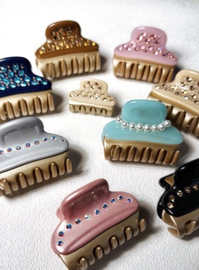 高品质！亚历山大同款抓夹旺多姆镶钻满钻发夹珍珠醋酸发饰女小号