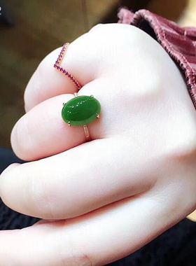 天然和田玉戒指和田白金金色活口