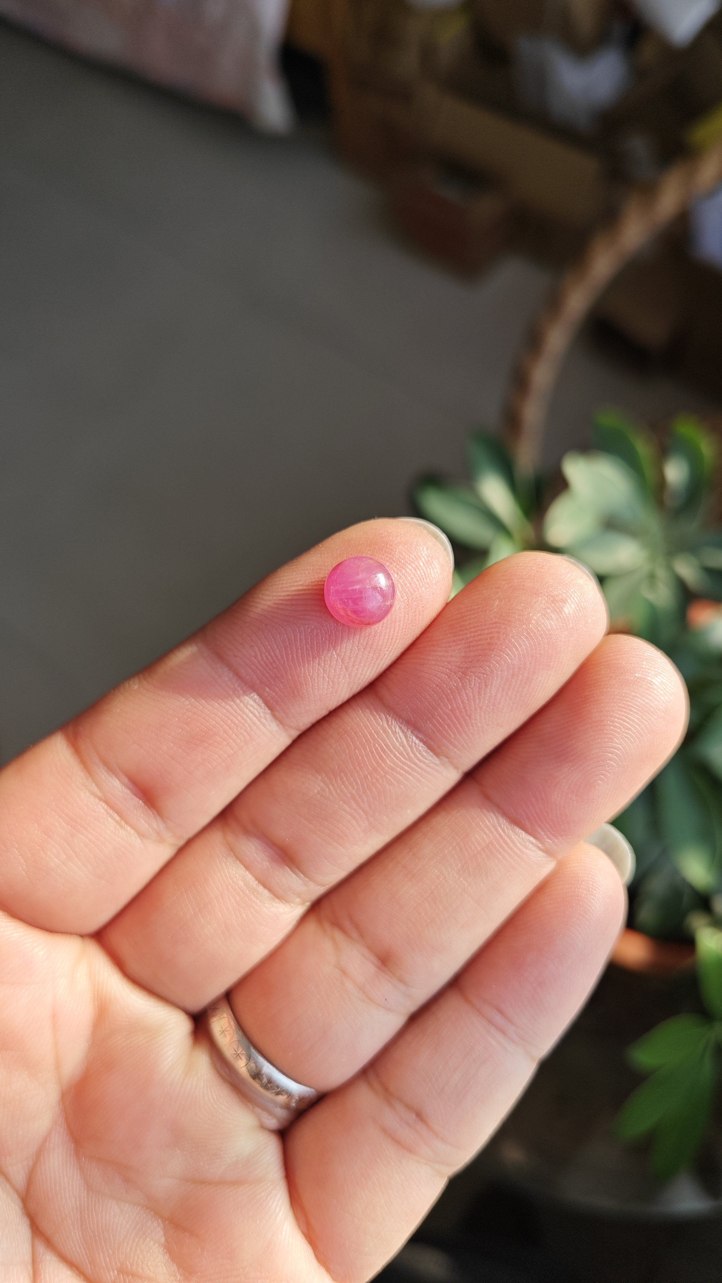 无烧红宝石 天然南非红宝石裸石戒面 圆形8mm高品质桃花粉