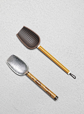 手工竹制合金茶铲 玉竹梅鹿竹茶勺茶匙 茶叶取茶器茶道配件六君子