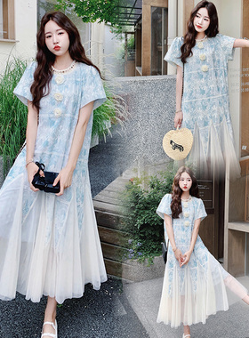 大货 7890 法式轻奢蕾丝拼接网纱连衣裙 P155控238