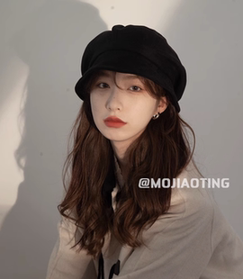 ROSYX 秋冬麂皮绒鸭舌八角帽子大头围女堆堆帽显脸小百搭包头帽潮