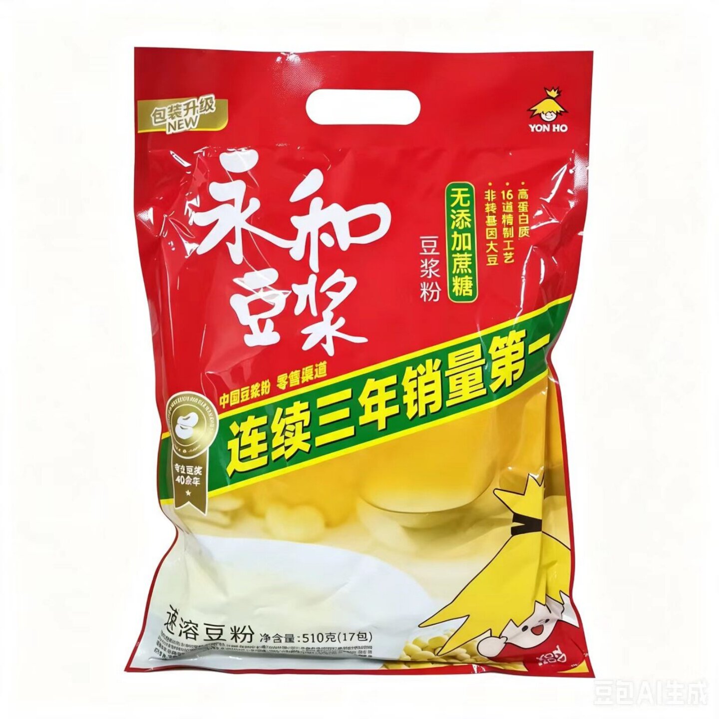 永和豆浆510g无添加蔗糖豆浆速溶营养冲饮即食早餐非转基因大豆