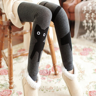 灰色秋冬零下东北外穿不起球女九分 棉裤 日系打底裤 加厚加绒保暖裤