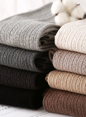 秋冬烟灰色麻花纹竖条显瘦打底裤女外穿百搭加绒保暖连裤袜燕麦白