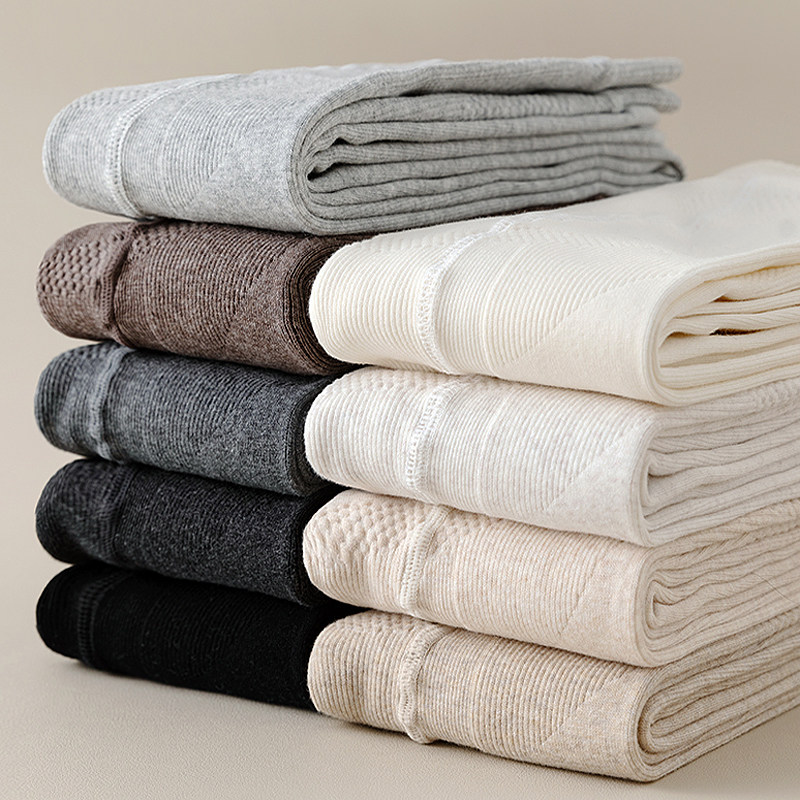 日系竖条纹薄绒连裤袜秋冬磨毛打底裤春秋中厚外穿棉螺纹袜裤奶白