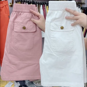 短裤 2025夏季 女宽松显瘦休闲裤 洋气百搭高腰时尚 新款 水洗棉五分裤