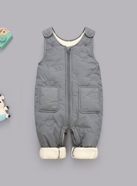 婴幼儿加绒加厚背带裤棉裤