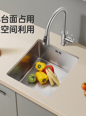 欧琳水槽单槽304不锈钢吧台槽厨房手工洗菜盆阳台酒吧台小水池槽