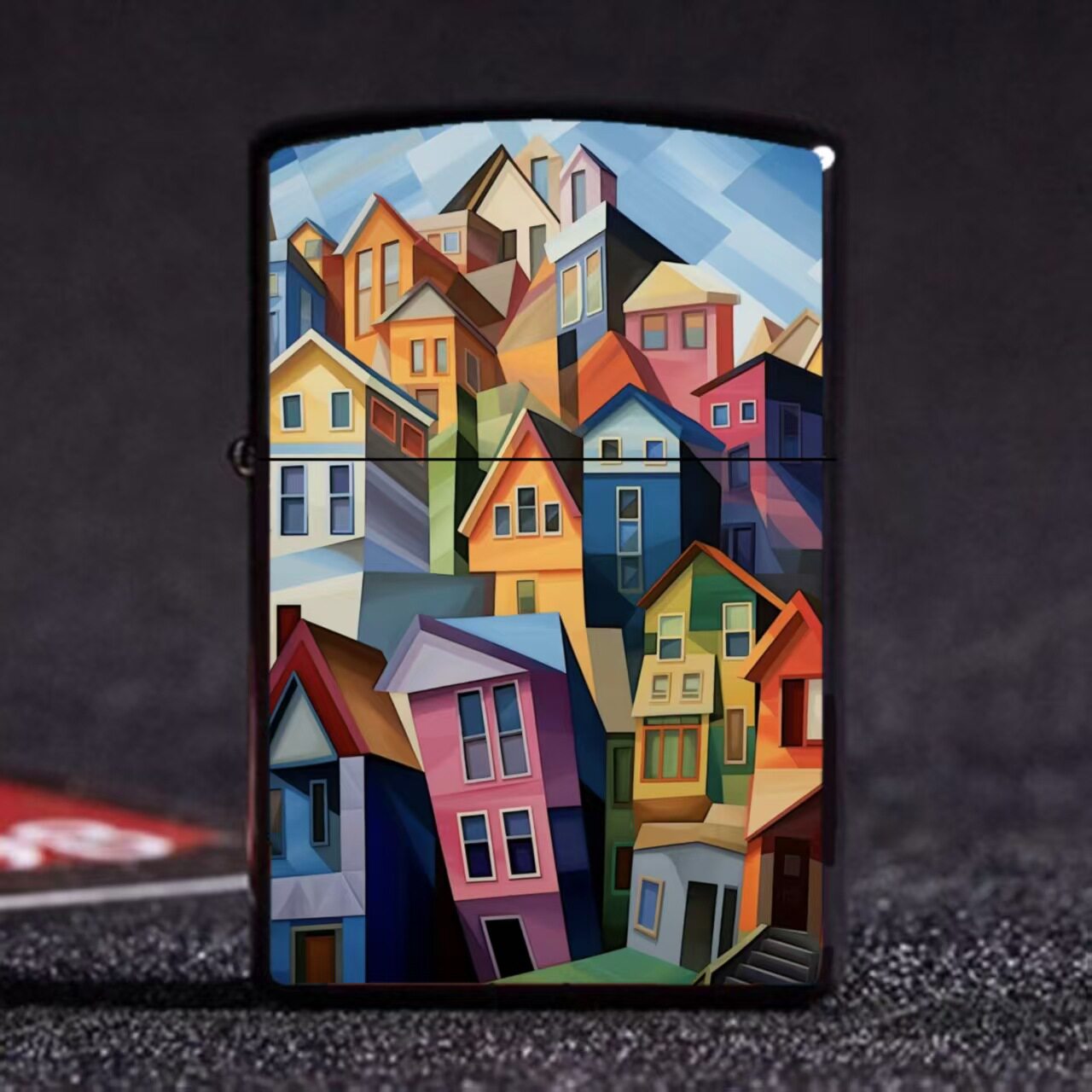 彩色限定款几何人生系列金属防风煤油打火机立体图片平面工艺火机