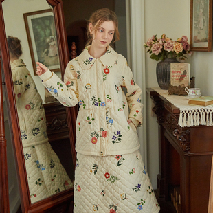 复古 法式 森女刺绣 棉服上衣 脸儿艺 半身裙套装 2025秋冬新品