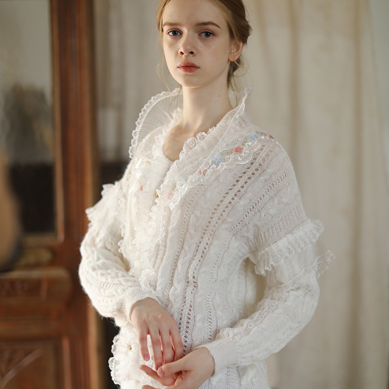 刺绣蕾丝毛衣脸儿艺法式蕾丝领