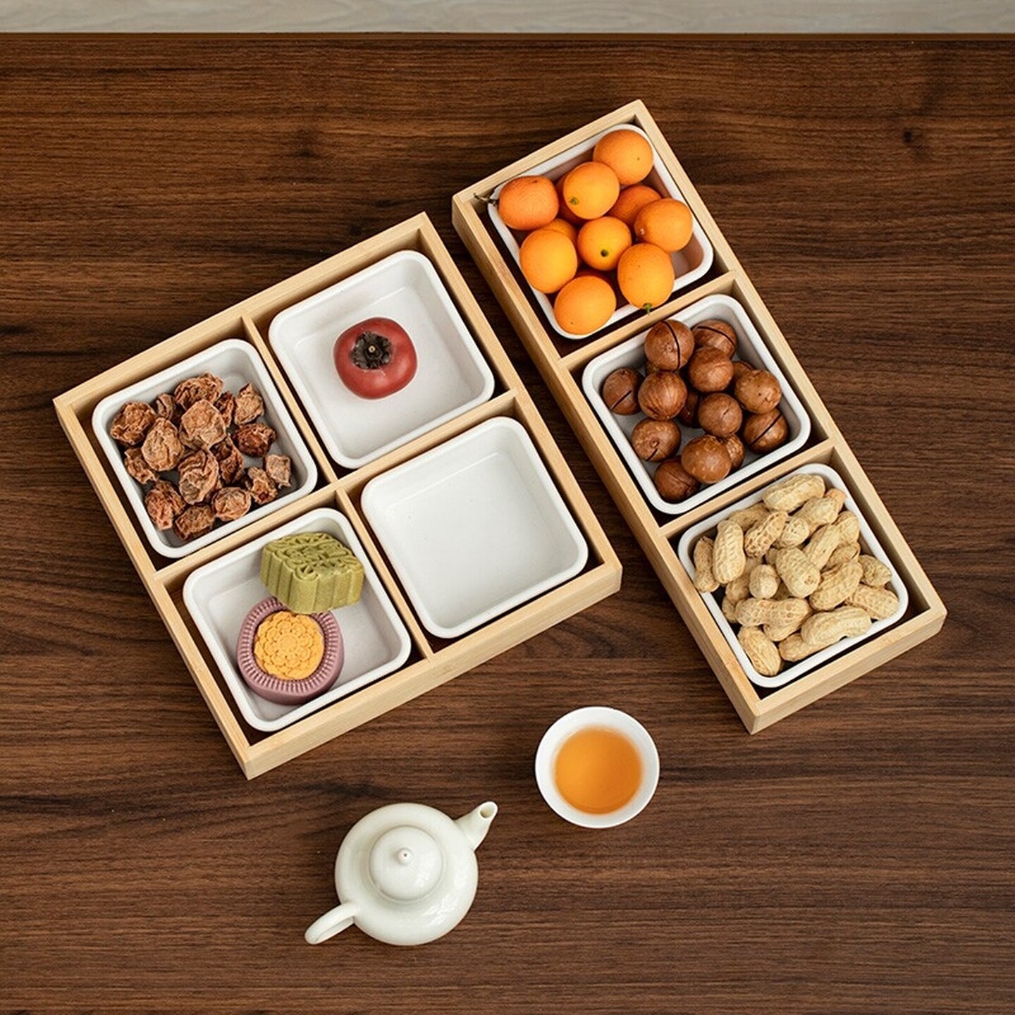 干果盘托盘餐具火锅配菜盘拼盘竹木盘围炉煮茶点心盒干果盘木质盘