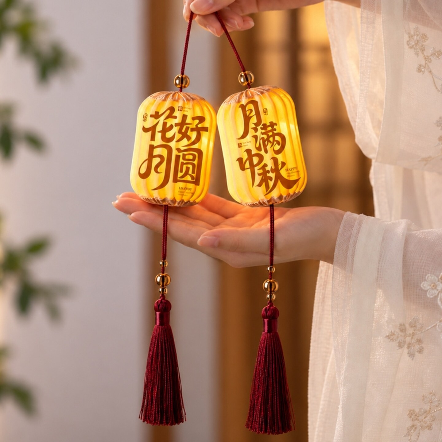 中秋节新款2026年灯笼手工挂饰中式古风花灯发光装饰道具场景布置