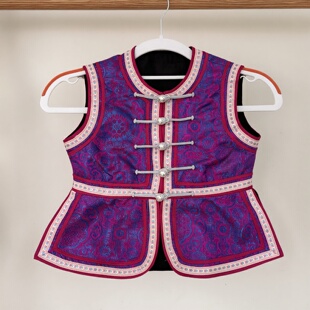 蒙古族马甲儿童生活装女童民族风短款坎肩马甲演出马夹中式盘扣