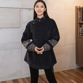 上衣外套立领盘扣条绒民族风手工蒙古服日常装 女装 春 素时尚 蒙古元