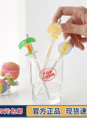 韩国rico可爱卡通按压式圆珠笔1.0mm黑色油性墨学生办公签字笔TRF