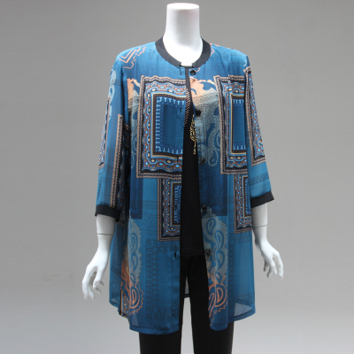 气质妈妈夏装连体外披上衣长款