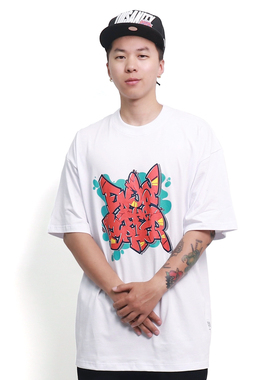 FBS原创“ENJOY THE CYPHER”美式嘻哈街舞小领口宽松圆领短袖T恤