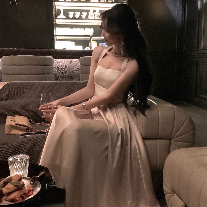 法式气质白色连衣裙女202