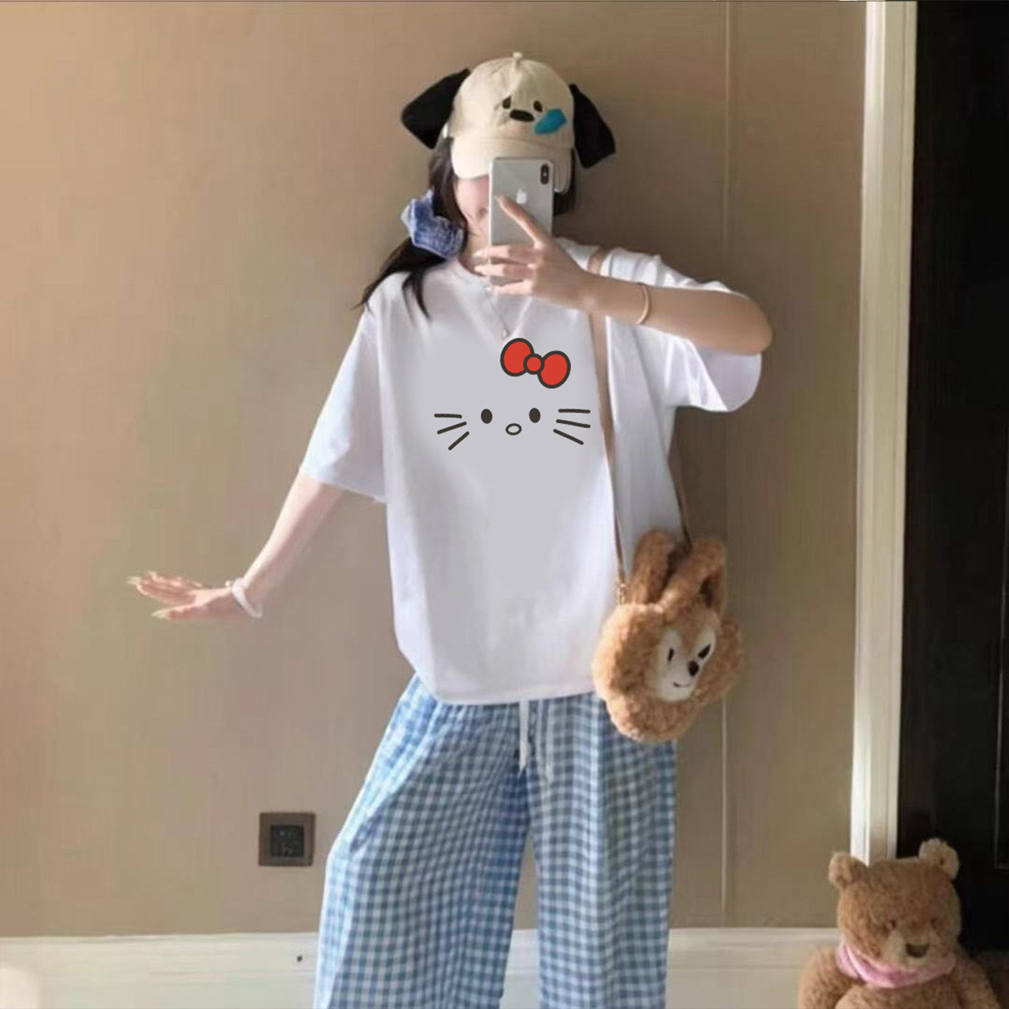 白色纯棉短袖t恤女春夏20