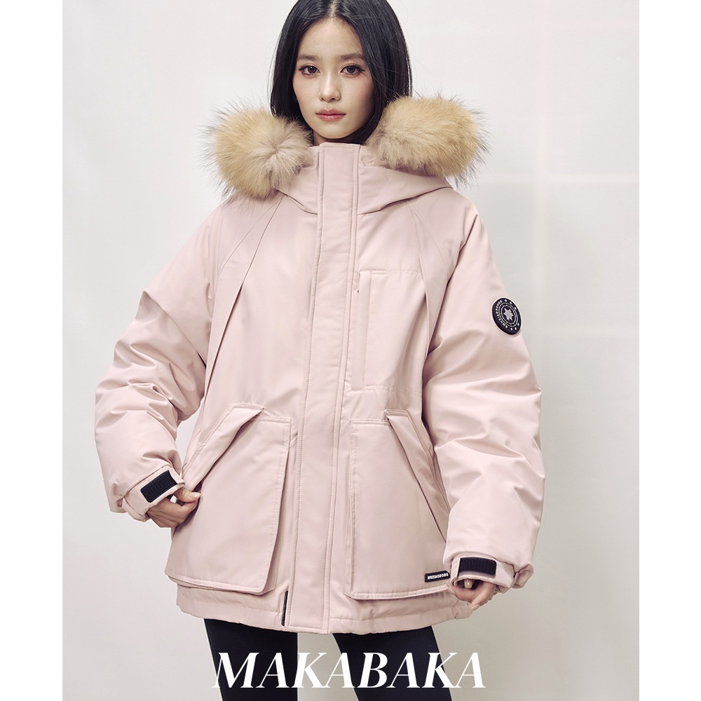 户外工装粉色派克羽绒服90白鸭绒貉子毛领保暖外套女冬季新款上衣