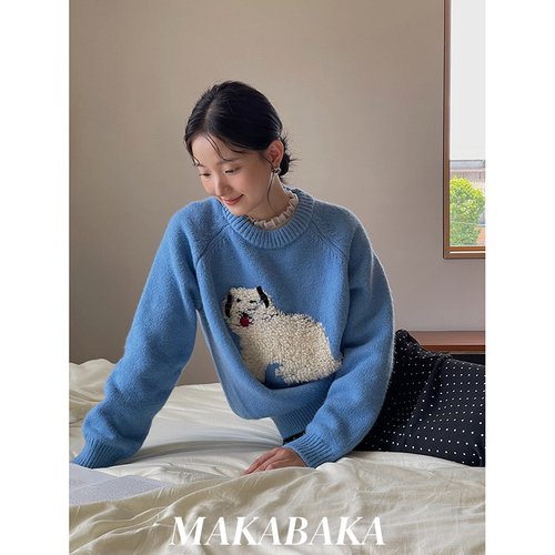 ENFP毛绒小狗 韩系立体蝴蝶结毛衣女25冬季宽松百搭针织衫上衣女