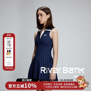 新款 翻领连衣裙25秋季 FLEURANT英伦风藏青色无袖 JAC