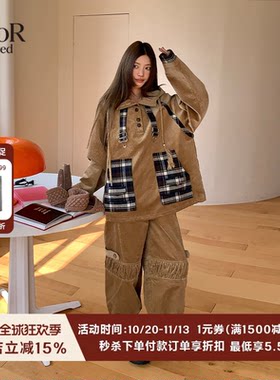 Yanag灯芯绒卫衣灯笼裤套装秋款