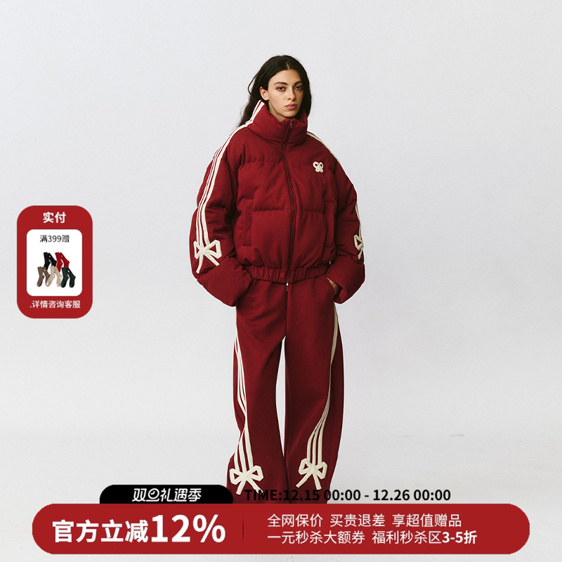 FORDARE福蝶蝴蝶结贴条羽绒服