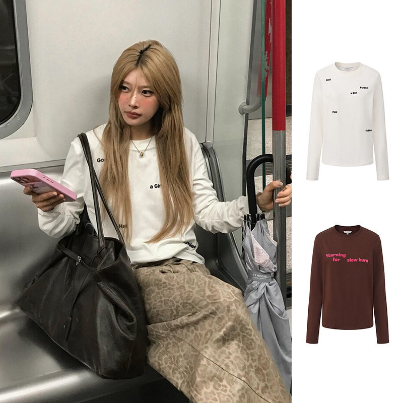 MARKGONG早秋印花长袖T恤女图片