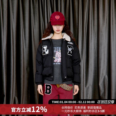 Bronze Lucia暗黑侦探风毛领夹克棉服外套女25秋冬新款