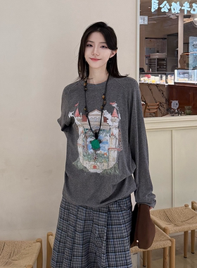 YANAG稻草人的移动城堡天丝羊毛长袖T恤女26春夏新款
