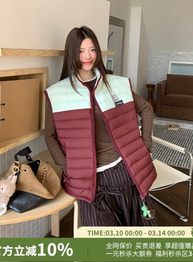 YANAG钩针小马装饰拼色肉肉排骨鹅绒马甲26春夏新款