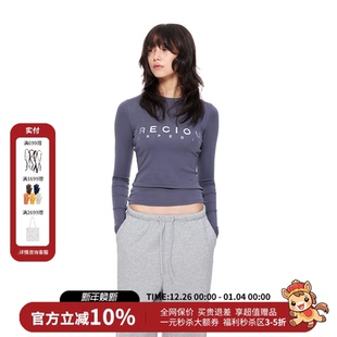 WARM T恤女25秋新款 AID 烫银印花长袖 ING休闲修身