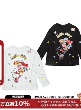 IA WARM AID ING休闲HELLOKITTY印花长袖T恤女25秋新款