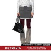 半身裙女26春夏新款 M1DNOTE花边毛呢口袋装 饰短款