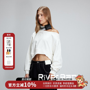 新款 白色不规则露肩卫衣女25秋季 FLEURANT宽松短款 JAC